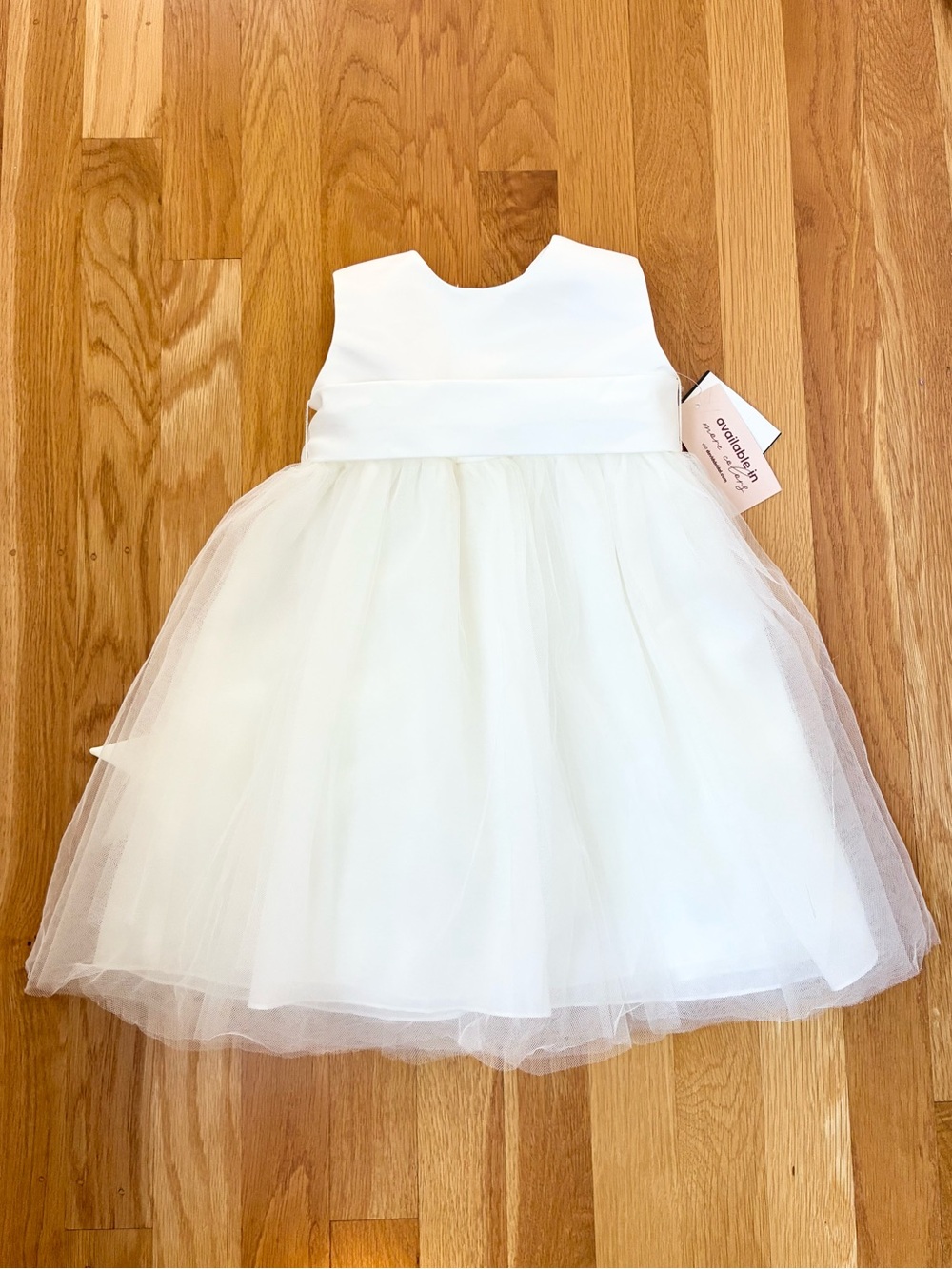 David’s Bridal Flower Baby Satin & Tulle Dress Sleeveless White Size 24M NWT - Picture 8 of 14